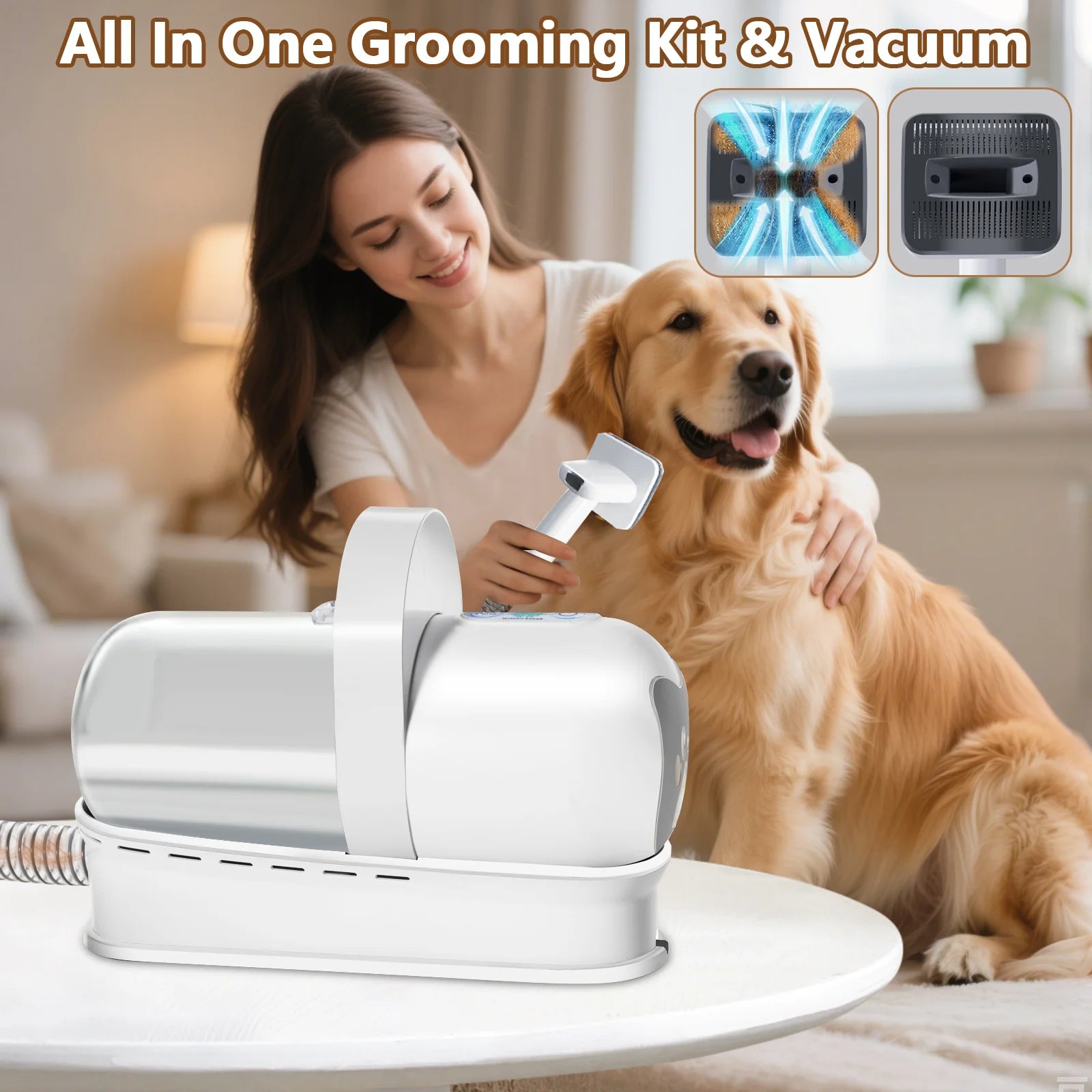 Aspiradora y Secadora 7 en 1 para Mascotas 400W | Kit Completo de Grooming